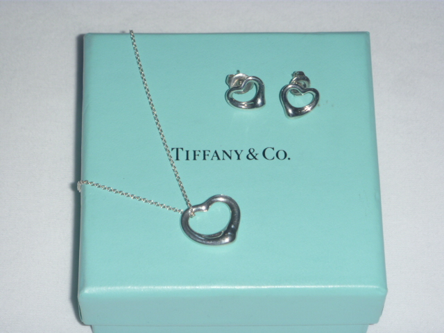 Authentic Tiffany & Co Elsa Peretti Open Heart Necklace & Matching Earrings